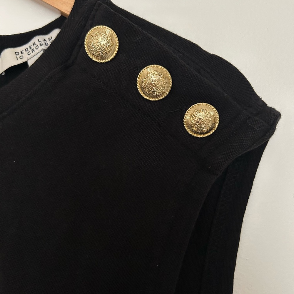 Derek Lam 10 Crosby Pierce Twist Midi Cotton Dress in Black - Size Medium - Picture 5 of 9